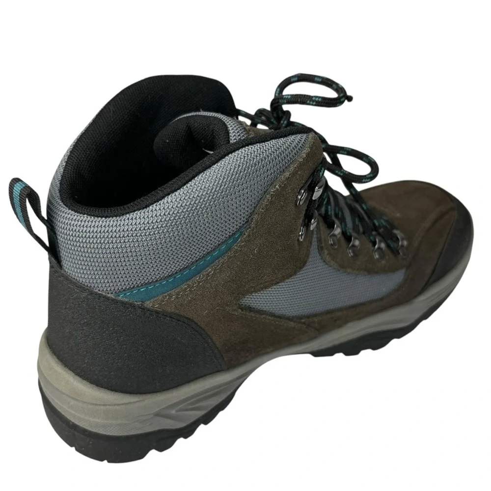 Mens Ozark Trail Hiking Boots Gray & Black Leather Lace Up Waterproof Size 9.5